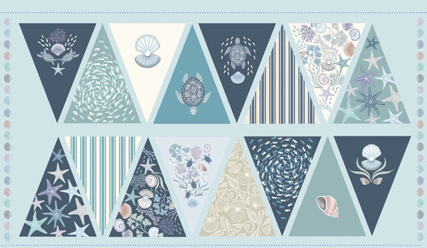 Lewis & Irene | Ocean Pearls: A832 'Bunting Panel': Approx 24" Pre-Cut Panel