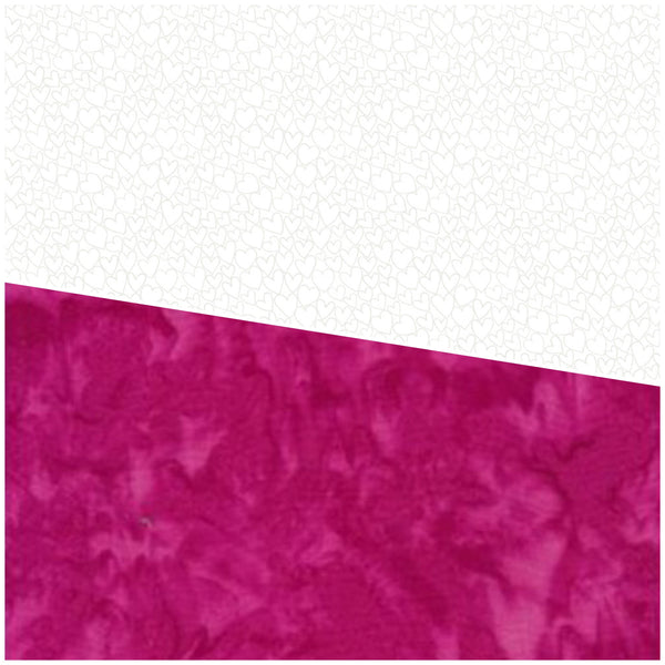 FABRIC KIT: Sweet Sensation Quilt: 1m Makower 'Hearts Tone on Tone' White on White + 1m Smoke Batik SSB032
