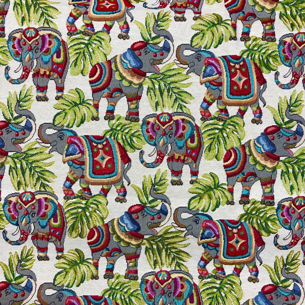 Chatham Glyn | Luxury Weight Cotton Rich Tapestry Fabric 'Indian Elephants' NWF046: by the METRE