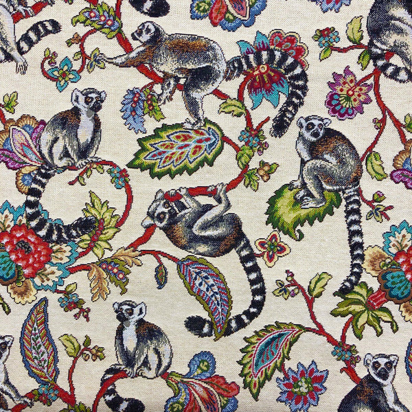 FABRIC TRIO: 1/2m Tapestry Fabric 'Lemurs' NWF053 + 1/2m Chartreuse plain + LQ Gold Metallic Sparkle Cork CTO