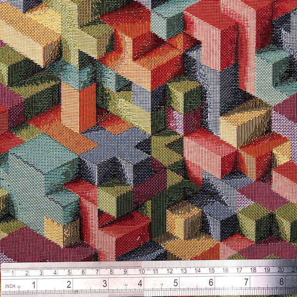 FABRIC TRIO: 1/2m Tapestry Fabric 'Spectrum' NWT086 + 1/2m Slate plain + LQ Large Grain Cork