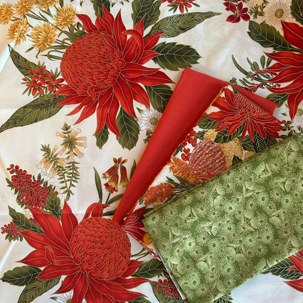 FABRIC KIT Armchair Tidy Leesa Chandler 'Mega Waratah' Orange Cream