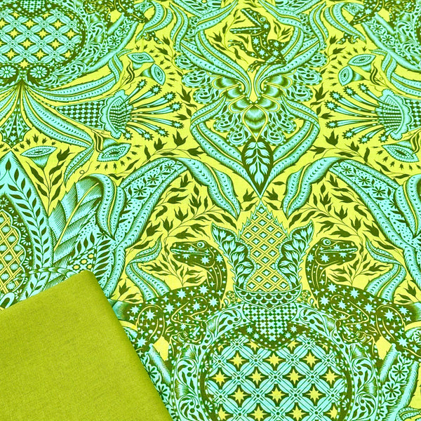 Half Metre Heaven: Tula Pink | Roar! 'Gift Rapt' Lime PWTP224.LIME with Chartreuse