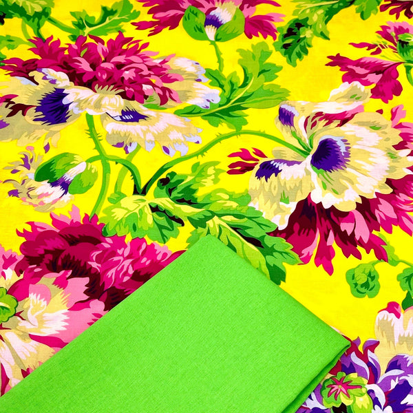 Half Metre Heaven: Kaffe Fassett Collective | February 2024 'Garden Party' Yellow PWPJ020 with Lime