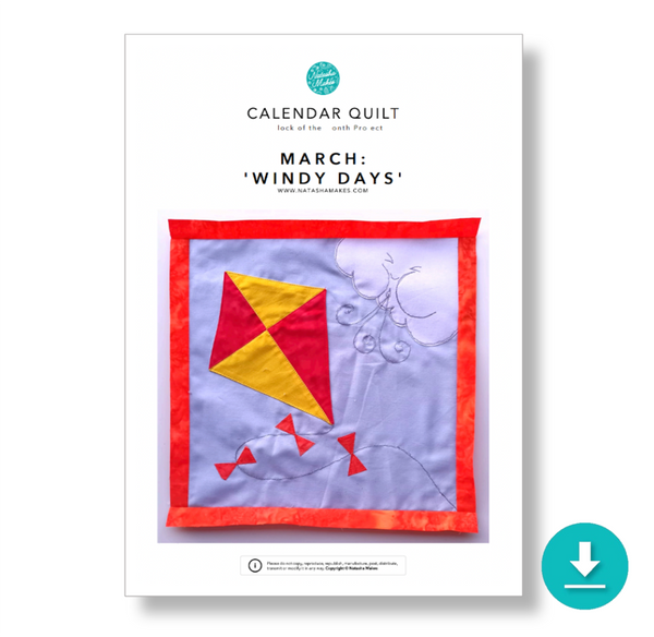 INSTRUCTIONS with Template: Calendar Quilt | BLOCK 3 'Windy Days': DIGITAL DOWNLOAD