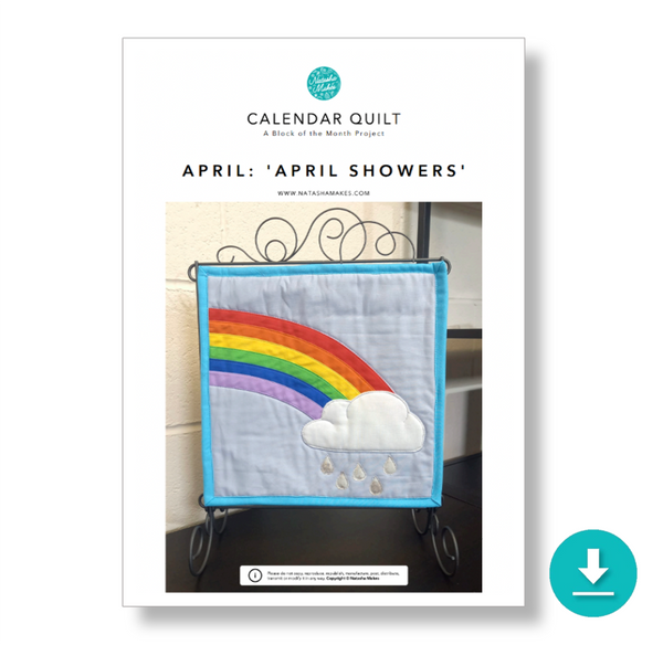 INSTRUCTIONS with Template: Calendar Quilt | BLOCK 4 'April Showers': DIGITAL DOWNLOAD