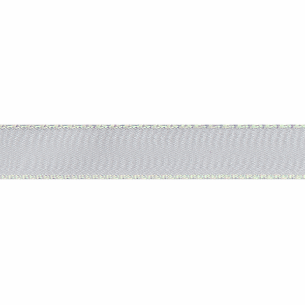 RIBBON: Iridescent Edge Satin: 5m x 15mm - White
