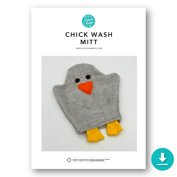 INSTRUCTIONS WITH TEMPLATE: Chick Wash Mitt: DIGITAL DOWNLOAD