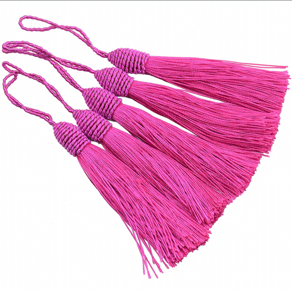 Accessory: SINGLE 15.5cm / 6" Silky Tassel with Decorative Top: Rose Pink
