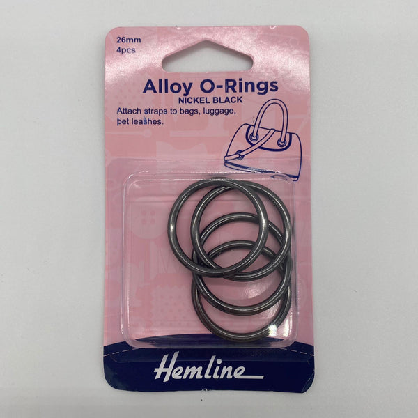 HEMLINE: Alloy O-Rings: Nickel Black: 26mm
