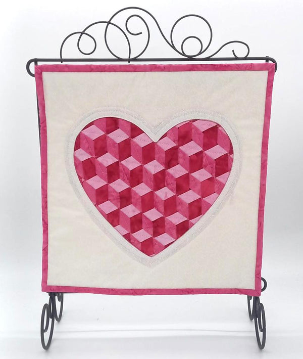 INSTRUCTIONS with Template: Calendar Quilt | BLOCK 2 'Ribbon Weave Heart': PRINTED VERSION