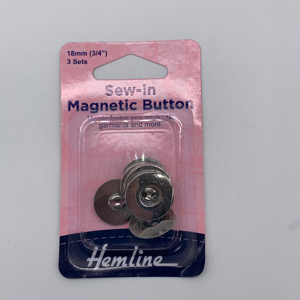 HEMLINE: Sew-in Magnetic Buttons: 481.NK Nickel: 18mm
