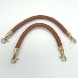 HARDWARE: *30cm* Detachable PU Leather Bag Straps with Clasp Attachment: ONE PAIR in WOVEN/BRAIDED MID BROWN