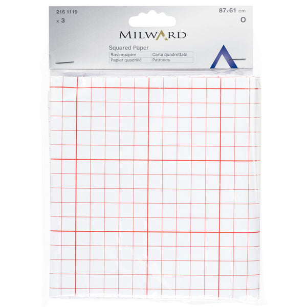 MILWARD: Squared Tracing Paper 216 1119: 3 Sheets: 87 x 61cm
