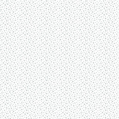 Makower | Essentials 'Star' Silver Metallic on White 306/WM: by the 1/2m