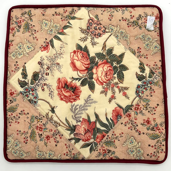 SAMPLE SALE: Item 3: Piped Edge Cushion COVER ONLY: Kate's Garden Gate (red floral)