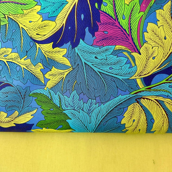PERFECT PAIRING: 1/2m Duo: Kaffe Fassett x Morris & Co 'Acanthus' PWKW006 Cobalt + Apple Plain