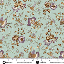 Max & Louise for Andover Fabrics | Fernshaw 'Charles' Teal 2/1027 T: by the 1/2m