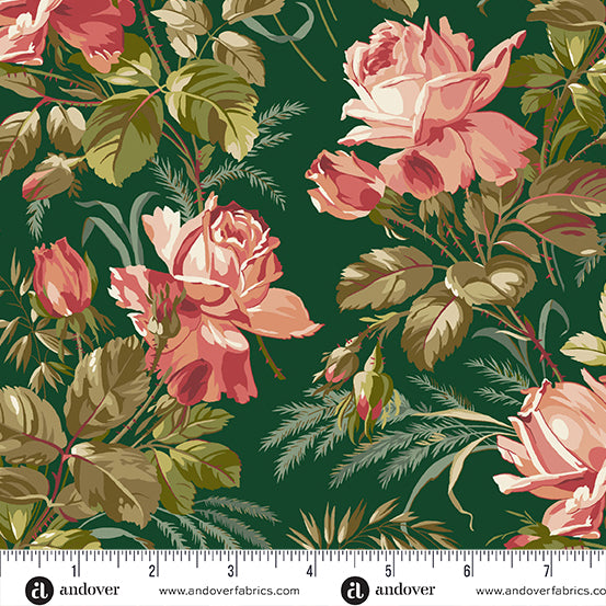Edyta Sitar for Andover Fabrics | Joy 'Centerpiece' in Spruce 2/1038 G: PRECUT 1/2m