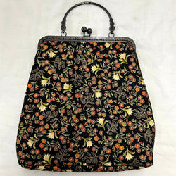 SAMPLE SALE: Item 49: Leesa Chandler Square Handbag Frame with Flower Handle Bag: Small Floral Black/Orange