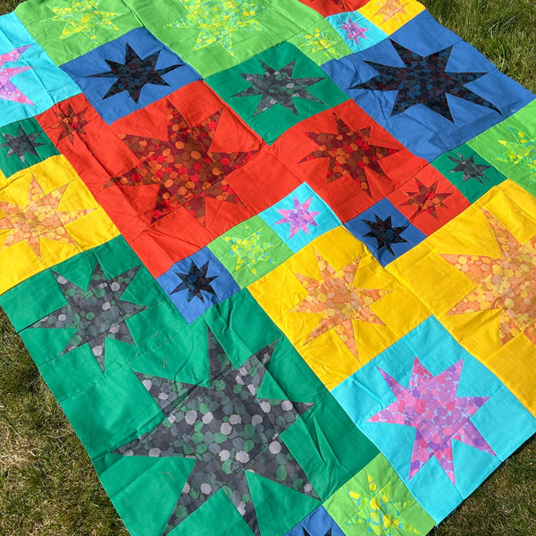 SAMPLE SALE: 26BC: Wonky Stars QUILT TOP: Brandon Mably 'Reflections II'