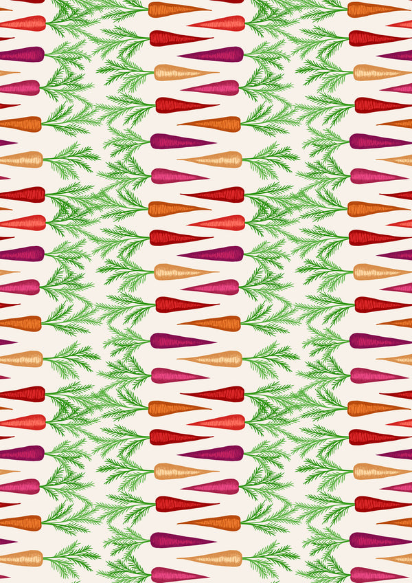 Lewis & Irene | The Kitchen Garden 'Rainbow Carrot Stripe' on Cream A822.1: by the 1/2m