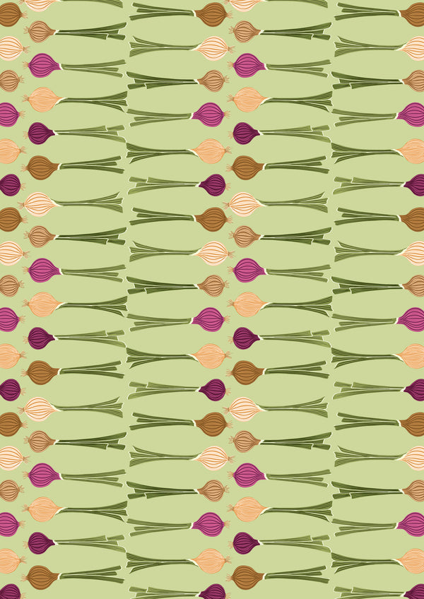 Lewis & Irene | The Kitchen Garden 'Onion Stripe' on Green A822.3: by the 1/2m