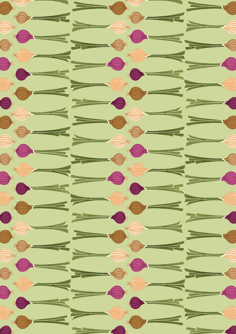 Lewis & Irene | The Kitchen Garden 'Onion Stripe' on Green A822.3: by the 1/2m