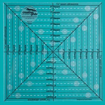 Creative Grids: CGRSQ8 Non-Slip 8½" Square Two-in-One Square It Up & Fussy Cut Ruler