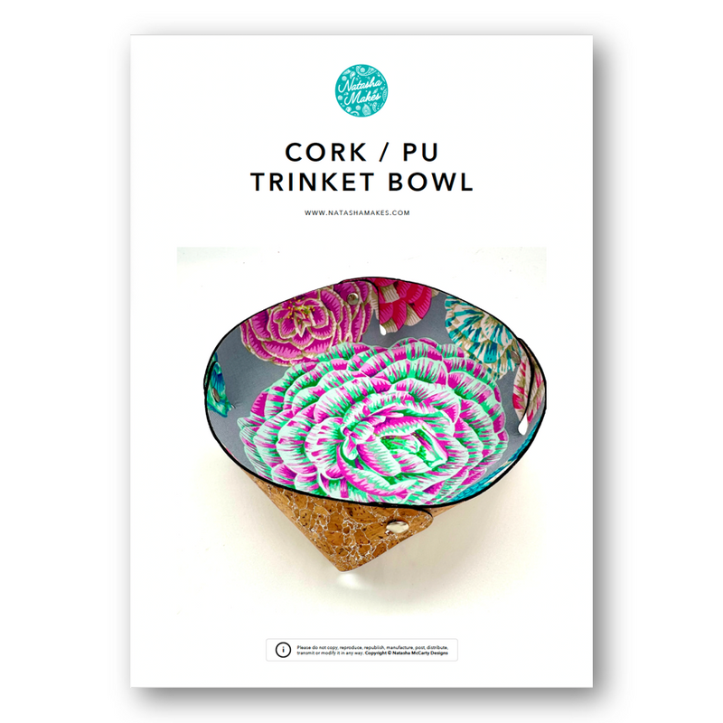 INSTRUCTIONS with PRECUT MYLAR PLASTIC TEMPLATES: Cork/PU Trinket Bowl: PRINTED VERSION