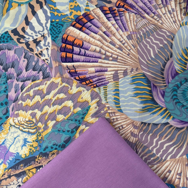 Half Metre Heaven: Kaffe Fassett Collective | August 2023 'Sailor Valentine' Grey PWPJ121 with Lavender