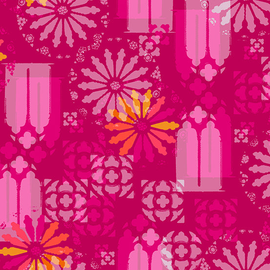 Alison Glass for Andover Fabrics | Chrysanthemum 873E 'Sunlight' Crimson: by the 1/2m