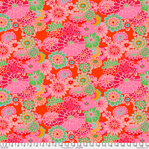 BOLT END SALE: Kaffe Fassett Collective | August 2023  'Asian Circles' Tomato GP89: Approx 2.8m