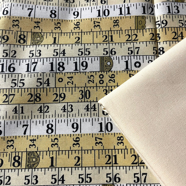 Half Metre Heaven: Makower | Sewing Room 'Tape Measures' 2507/Y Yellow with Lemon