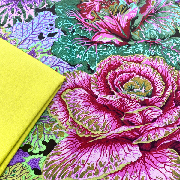 Half Metre Heaven: Kaffe Fassett Collective | August 2023 'Curly Kale' Dark PWPJ120 with Chartreuse