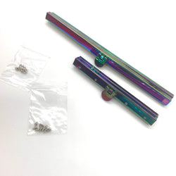 HARDWARE DUO: 19cm + 11.5cm Straight Metal Purse Clasps: Rainbow