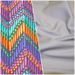 FAT QUARTER DUO: Kaffe Fassett Collective 'Beaded Curtain' Grey with Yarn Dyed Denim in Stone