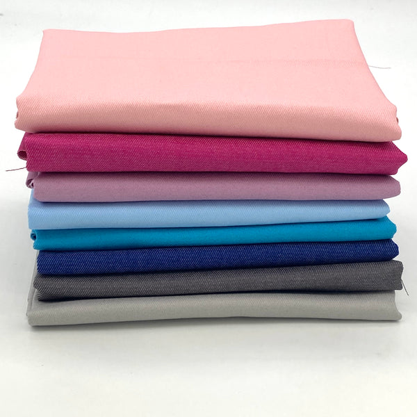 SPECIAL BUY: Bundle of EIGHT Fat Quarters of Yarn Dyed Stretch Denim