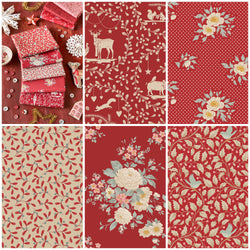 PREORDER: Tilda | Merry Little Christmas: FIVE Fabrics CUT TO ORDER in ¼m increments: RED