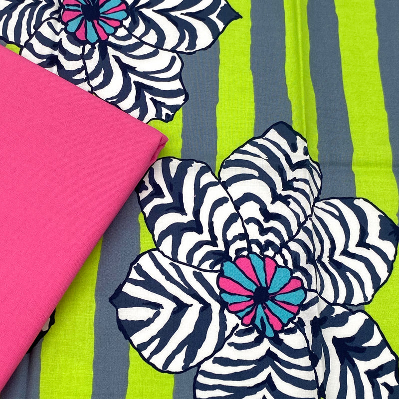 Half Metre Heaven: Kaffe Fassett Collective | August 2023 'Zebra Lily' Green PWBM091 with Bright Pink
