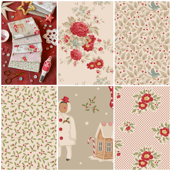 PREORDER: Tilda | Merry Little Christmas: FIVE Fabrics CUT TO ORDER in ¼m increments: CREAM
