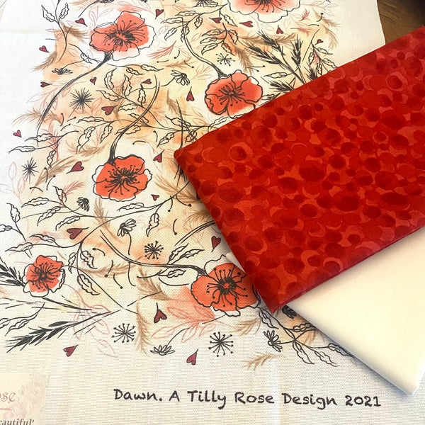 FABRIC KIT: Migrating Geese: Tilly Rose 'Dawn Panel' (Poppy) Option