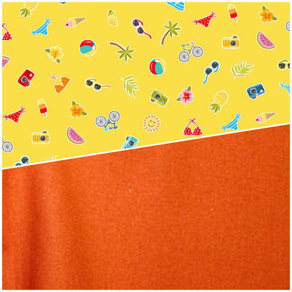 Half Metre Heaven: Makower | Pool Party 'Scatter' Yellow 2441/Y with Orange