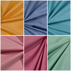 SPECIAL BUY BUNDLE: 6 x 1/2m Yarn Dyed Cotton Chambray: Fuchsia, Pink, Mint, Turquoise, Royal, Yellow - Delayed Despatch