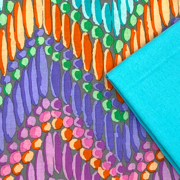Half Metre Heaven: Kaffe Fassett Collective 'Beaded Curtain' Grey with Aqua