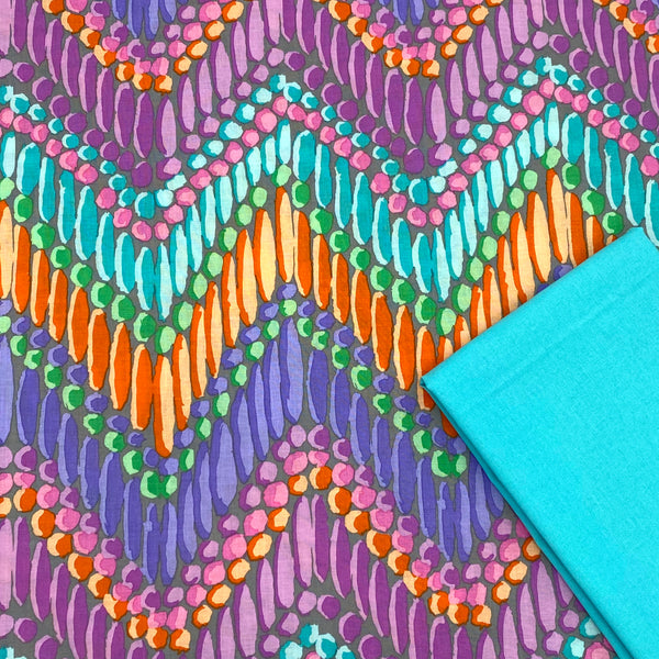 Half Metre Heaven: Kaffe Fassett Collective 'Beaded Curtain' Grey with Aqua