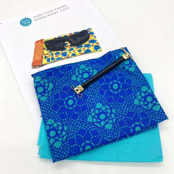 KIT with Instructions: Easy Sunglasses Case using Flex-Frame: Alison Glass 'Crochet' Lake + Aqua