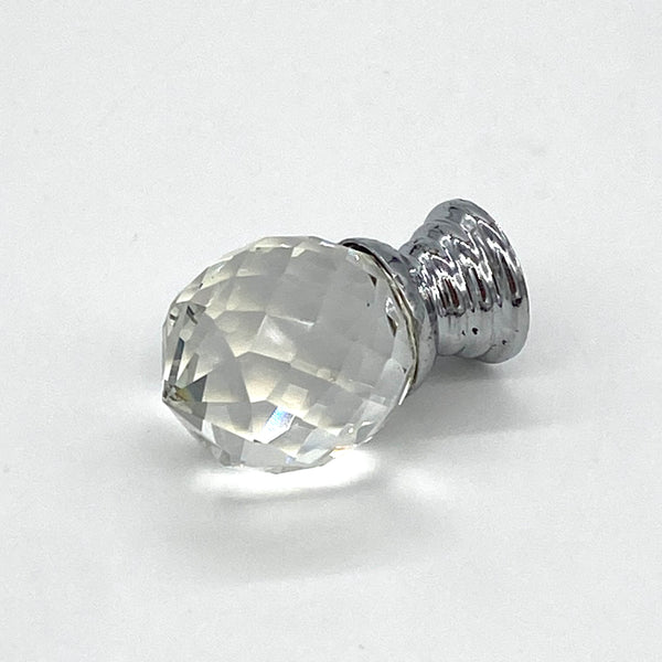 HARDWARE: 20mm Faceted PINEAPPLE Crystal Effect Knob with Round Silver Colour Base: CLEAR