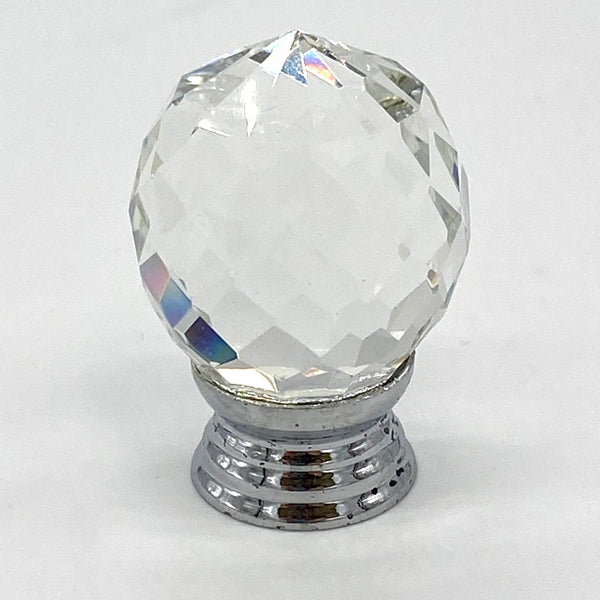HARDWARE: 28mm Faceted PINEAPPLE Crystal Effect Knob with Round Silver Colour Base: CLEAR