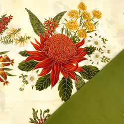 Leesa's Perfect Partners: 60cm Under The Australian Sun 'Large Waratahs' Orange Cream + 1/2m Sage Plain + 1/2m Freezer Paper